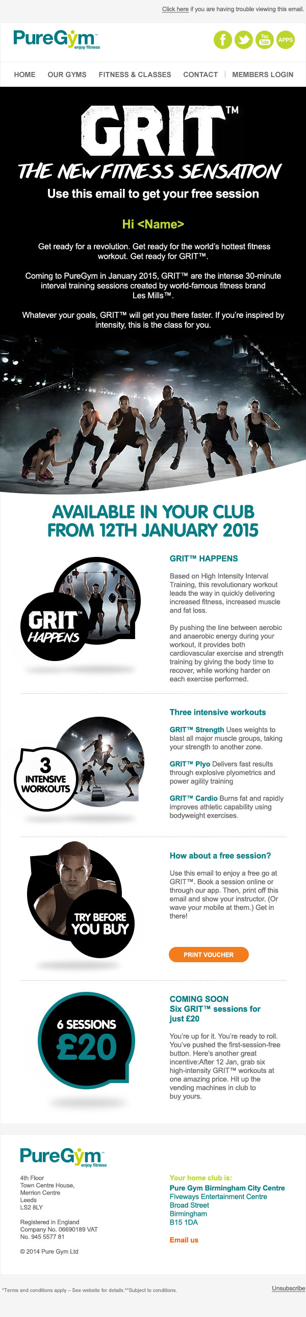 PureGym: Marketing - GRIT Email - Desktop