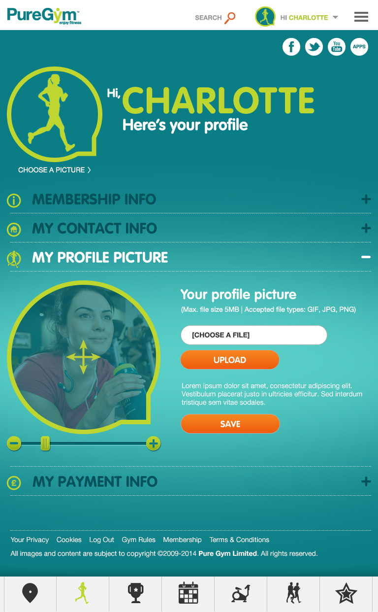 PureGym: Website - Member Upload Photo - Tablet