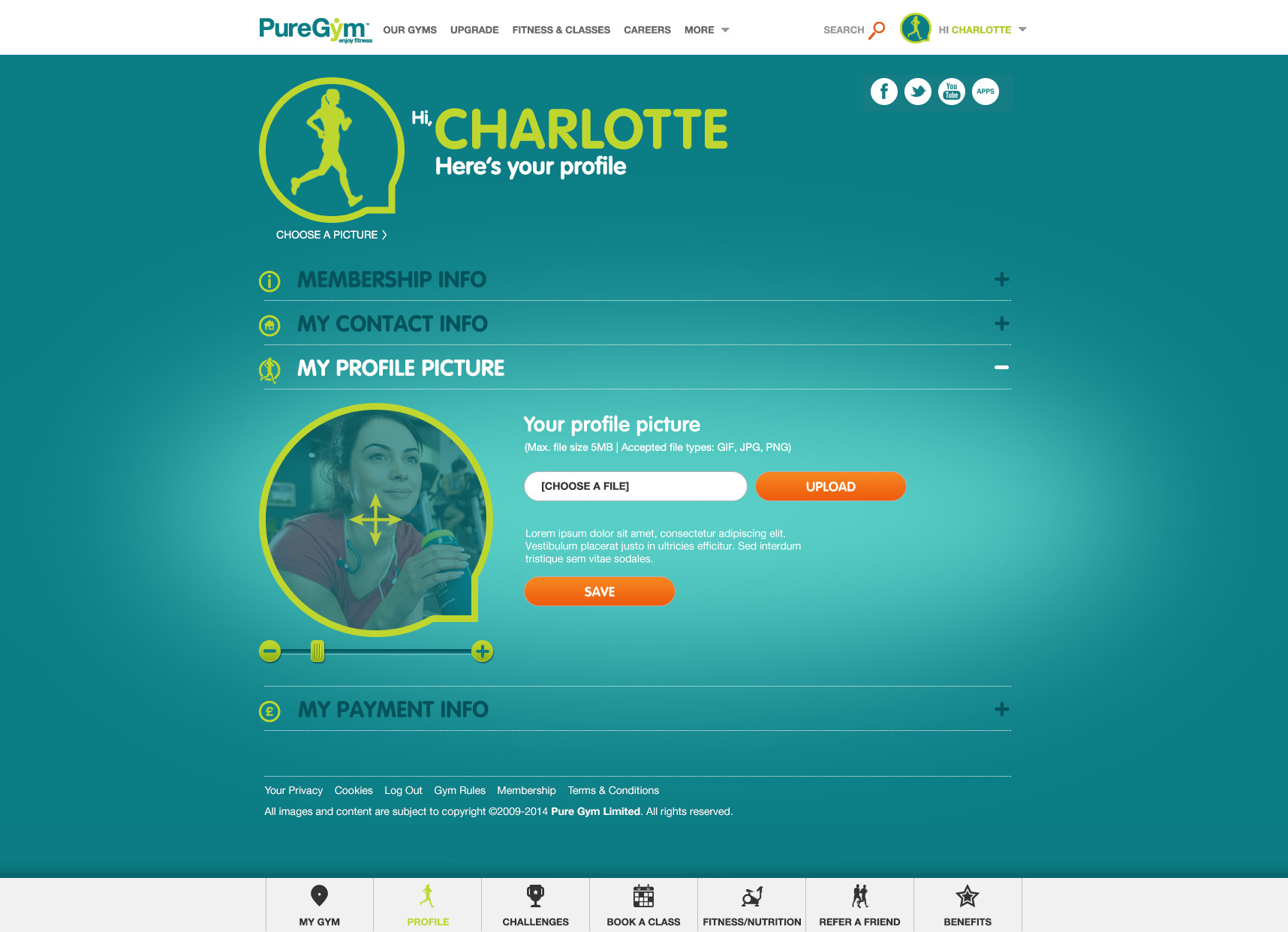 PureGym: Website - Member Photo Upload - Desktop
