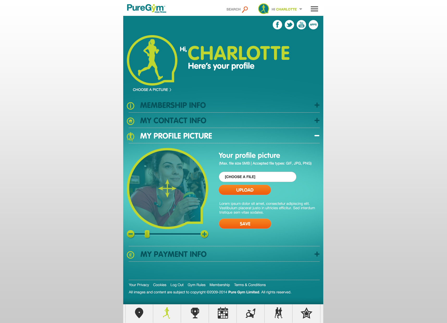 PureGym: Website: - Member Photo Upload - Tablet