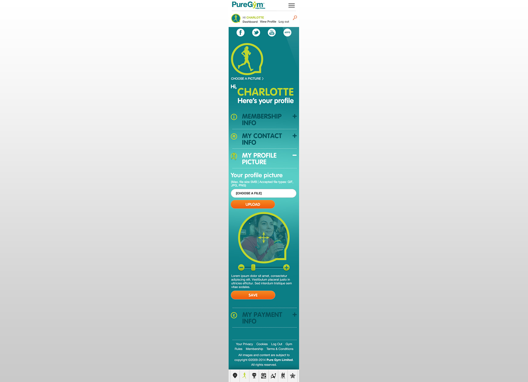 PureGym: Website - Member Photo Upload - Mobile
