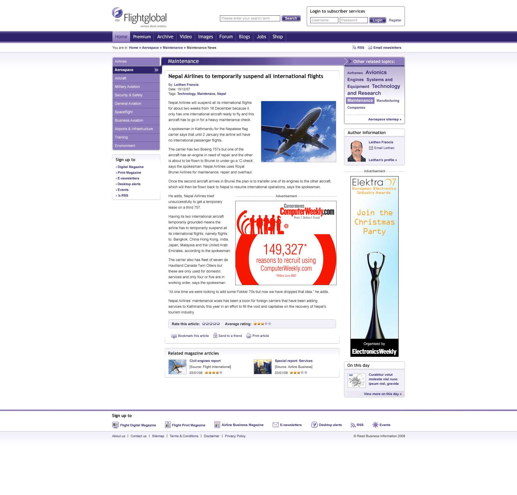 Flight Global -Maintenance Article