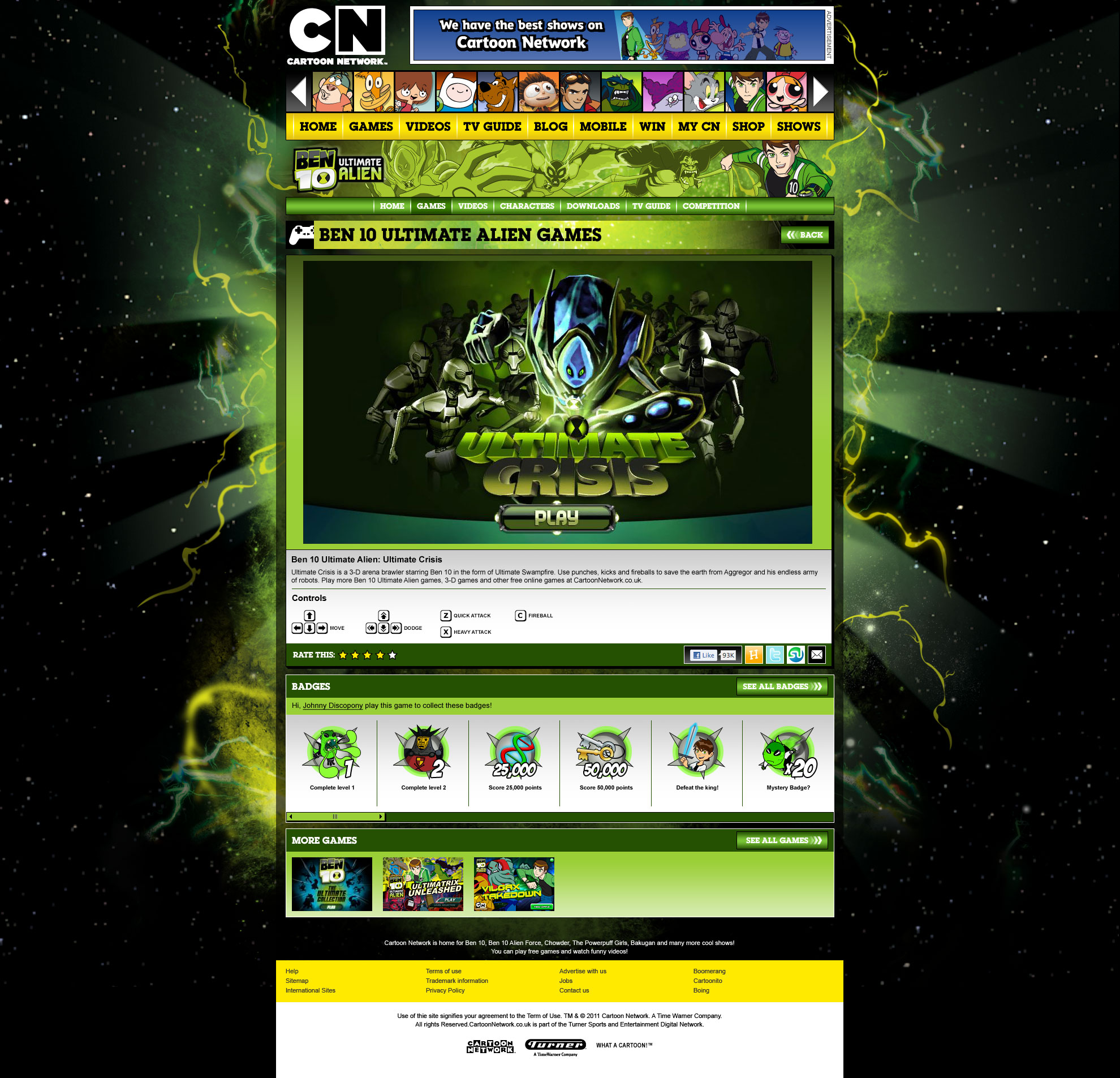 Cartoon Network: 2011 - Shows - Games